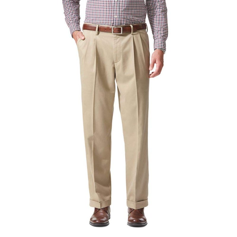 Dockers Men's Relaxed Fit Comfort Khaki Pants - Pleated, British Khaki, 34W x 29L - Image 1